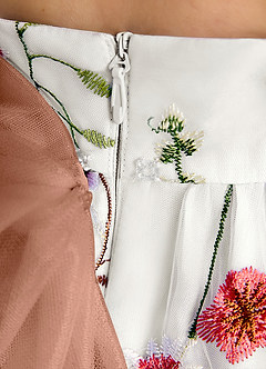 Azazie Peppa Blumenmädchenkleider A-Linie Herzausschnitt Tüll Kleid Elfenbein Bronzer image7