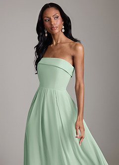 Azazie Lucienne Vestidos de damas de honor Vestido de Agave de Gasa de Corte en A Convertible con Sin tirantes image4