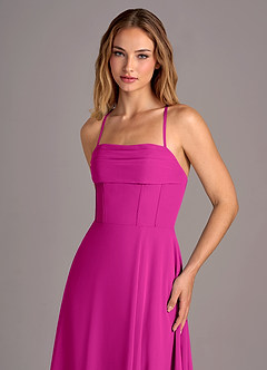 Azazie Carolyn Bridesmaid Dresses Fuchsia A-Line Pleated Chiffon Dress image2