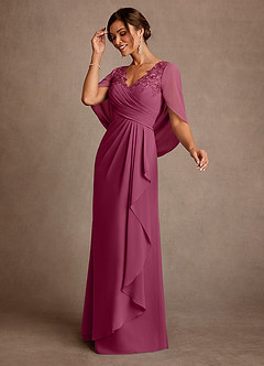 Azazie Santa Clara Mother of the Bride Dresses Mulberry A-Line Lace Dress image4