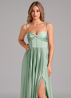 Azazie Akiko Bridesmaid Dresses Agave A-Line Sweetheart Neckline Stretch Satin Dress image8