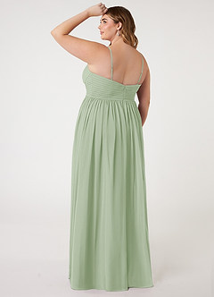 Azazie Alia Bridesmaid Dresses Dusty Sage A-Line Pleated Chiffon Dress image9