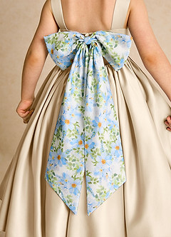 Azazie Doodlebug vestidos de niña de las flores Vestido de Champán de Satin Mate de Corte En A con Lazo image5