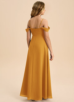 Azazie Anselie Junior Butterscotch A-Line Off the Shoulder Chiffon Dress image2