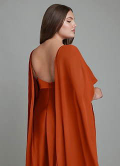 Azazie Stefania Bridesmaid Dresses Paprika A-Line Stretch Satin Dress image15