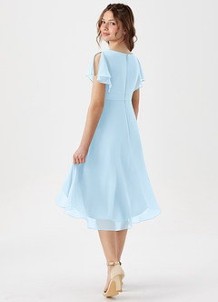 Azazie Graciela Junior Sky Blue A-Line Pleated Chiffon Dress image6