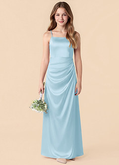 Azazie Renna Junior Sky Blue Mermaid Pleated Stretch Satin Dress image1