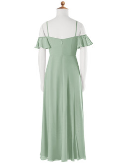 Azazie Juna Junior Agave A-Line Off the Shoulder Chiffon Dress image7