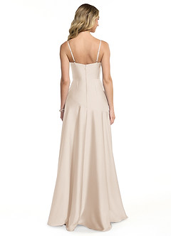 Azazie Kayla At-home Try On Dresses Bermuda Sheath Side Slit Stretch Satin Dress image2