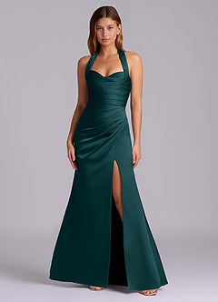 Azazie Destiny Bridesmaid Dresses Pine Mermaid Sweetheart Neckline Stretch Satin Dress image4