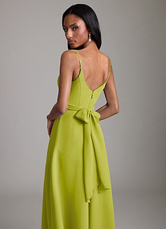 Azazie Kali Bridesmaid Dresses Lemongrass A-Line Pleated Chiffon Dress image2