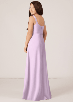Azazie Renee Junior Frosted Lilac A-Line Side Slit Chiffon Dress image4