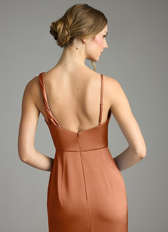 Azazie Samara Suknie dla druhen Syrena Pofałdowany Satyna elastyczna Do ziemi Sukienka image6