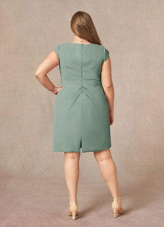 Azazie Nola Moeder van de bruid jurken Kolom Jurk van Chiffon V-hals geplooid Zilveren Salie image7