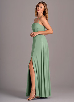 Azazie Carolyn Bridesmaid Dresses Matcha A-Line Pleated Chiffon Dress image3