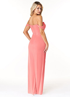 Azazie Tessa Bridesmaid Dresses Coral Sheath Sweetheart Off-The-Shoulder Mesh Convertible Dress image5