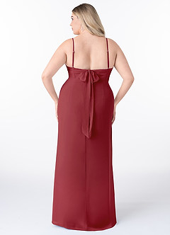 Azazie Mai Bridesmaid Dresses Pomegranate Sheath Pleated Chiffon Dress image8