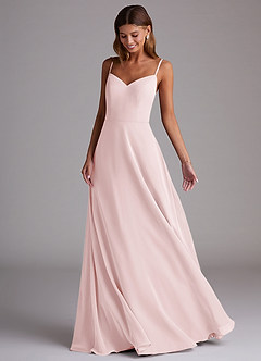 Azazie Marley Bridesmaid Dresses Blushing Pink A-Line Off the Shoulder Chiffon Convertible Dress image5