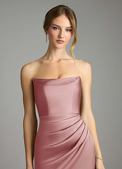 Azazie Leonis Bridesmaid Dresses Dusty Rose Mermaid Pleated Stretch Satin Convertible Dress image4