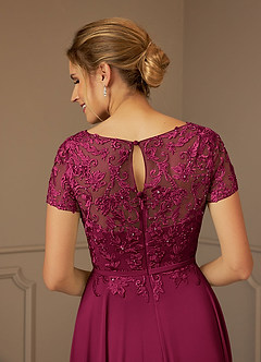 Azazie Adina Mother of the Bride Dresses Burgundy A-Line Boatneck Sequins Chiffon Dress image5