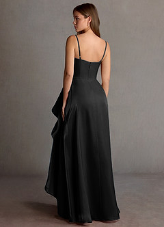 Kalista Black Satin Faced Chiffon Prom Dress image2