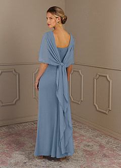 Azazie Dion Mother of the Bride Dresses Dusty Blue Sheath Scoop Stretch Crepe Dress image5