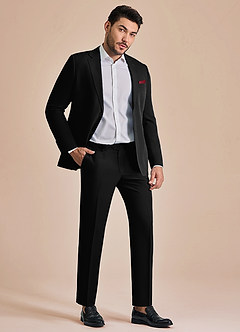 front James Black Structured Stretch Suit