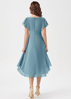 Azazie Graciela Junior Moody Blue A-Line Pleated Chiffon Dress image2