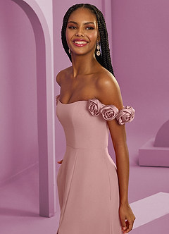 Barbie ♥ Azazie Bridesmaid Dresses Dusty Rose A-Line Off the Shoulder Chiffon Convertible Dress image5