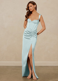 Christian Siriano Bridal for Azazie 1017 Bridesmaid Dresses Mist Sheath Sweetheart Neckline Stretch Satin Dress image3