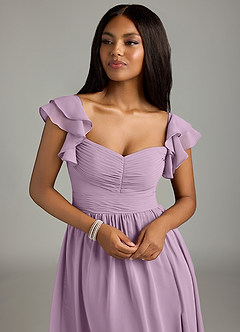 Azazie Anaya Brautjungfernkleider A-Linie Plissee Chiffon Kleid Blauregen image6