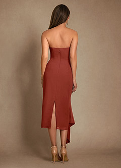 Azazie Dinanta Mother of the Bride Dresses Terracotta Column Pleated Chiffon Dress image3