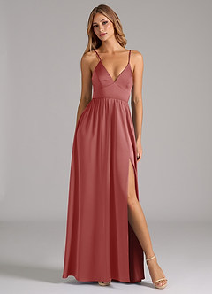Azazie Aaida Robes de demoiselle d'honneur Robe Trapèze en Satin extensible Corset Antique Rose image5
