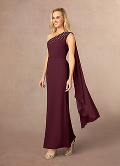 Azazie Gianna vestidos de madre de la novia Vestido de Cabernet de Crepé elástico con Hombro unilateral image2