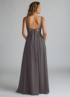 Azazie Aziza Bridesmaid Dresses Steel Grey A-Line V-Neck Pleated Chiffon Dress image4