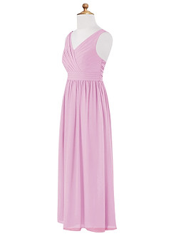 Azazie Kora Junior Vestido de Rosa Caramelo de Gasa de Corte en A con Plisado image7