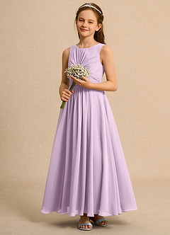 Azazie Ducky Girls Formal Flower Girl Dresses Frosted Lilac A-Line Pleated Chiffon Dress image6