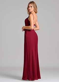 Azazie Tianna Final Sale Burgundy Sheath Chiffon Dress image5