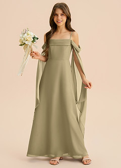 Azazie Moana Junior Linia A Pofałdowany Szyfon Długość podłogi Młodsza druhna Sukienka image4