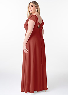 Azazie Syenna Bridesmaid Dresses Terracotta A-Line Ruched Chiffon Dress image9