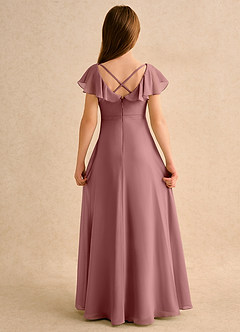 Azazie Nari Girls Formal Sukienki dla dziewczynek sypiących kwiaty Linia A z rękawami Szyfon Długość podłogi Sukienka image7