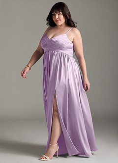 Azazie Alia Brautjungfernkleider A-Linie Plissee Stretch-Satin Kleid Frostiges Flieder image13