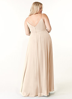 Azazie Janine Brautjungfernkleider A-Linie V-Hals Chiffon Kleid Alabaster Weiß image7