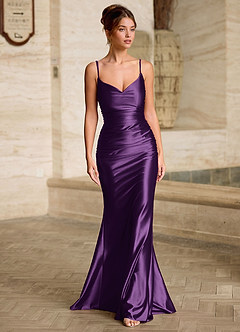 Scarlett Grape Backless Lace-up Mermaid Prom Dress image3