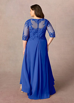 Azazie Monza Mother of the Bride Dresses Royal Blue A-Line Lace Chiffon Dress image9