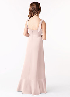 Azazie Barbara Junior Blushing Pink A-Line Bow Stretch Satin Dress image3