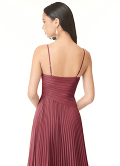 Azazie Vini Bridesmaid Dresses Merlot A-Line V-Neck Pleated Chiffon Dress image5
