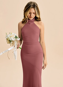 Azazie Velli Junior Meerjungfrau-Linie Hoher Kragen Chiffon Kleid Amethyst image5