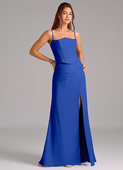 Azazie Jenine Jurken voor bruidsmeisjes Jurk van Chiffon met Zeemeermin Strapless Koningsblauw image6