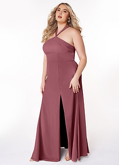 Azazie Rue Bridesmaid Dresses Desert Rose A-Line Halter Chiffon Dress image9